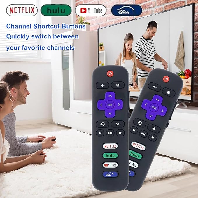2 - Pack Replacement Remote Control for Roku - TV, Compatible with Roku Smart TV, Infrared Remotes for TCL/Hisense/Sharp/Philips/Onn/Element/Insignia Roku-TV (Not for Stick and Box or Speaker)