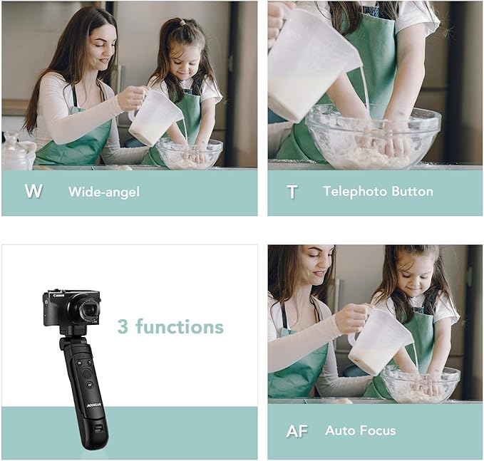 Wireless Shooting Grip and Tripod Camera Remote Control for Canon EOS Rebel SL2, SL3, 77D, R5, R6, T7i, M50, EOS RP, R, PowerShot SX70 HS, G7 X Mark III, G5 X, M6 Mark II