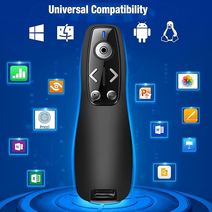 Presentation Clicker Wireless Presenter Remote for PowerPoint, Powerpoint Clicker with Volume Control PowerPoint Slide Advancer for Mac, Computer, Laptop-E600