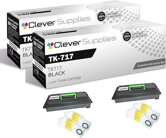 CS Replacement Toner Cartridge Compatible with Kyocera Mita TK-717 TK717 Black KM Series KM-3050 KM-4050 KM-5050 Laser Printer NEC IT5050 TASKalfa 420i 520i Toner Cartridge 2 Pack