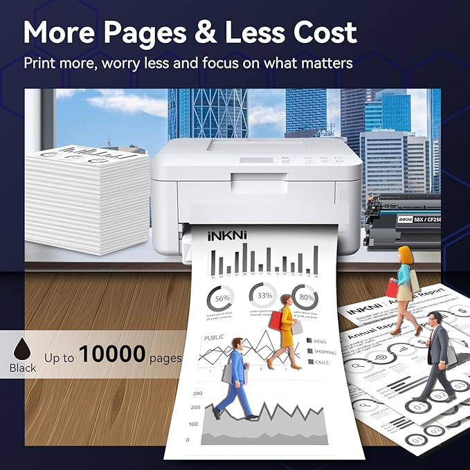 InkNI CF258X 58X Toner Cartridge (with Chip) Compatible Replacement for HP 58X CF258X 58A CF258A for Laserjet MFP M428fdw M428fdn M428dw M404 M428 Pro M404n M404dn M404dw Printer(2 Pack)