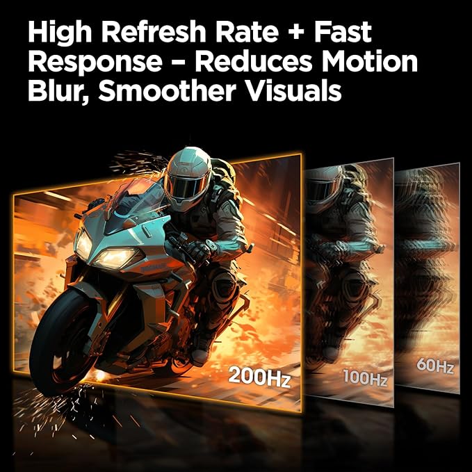 KOORUI 27 Inch QHD Gaming Monitor, 200Hz Monitor, 1ms, Fast IPS, HDR400, 95% DCI-P3 Color Gamut, Height/Pivot/Tilt Adjustability, Adaptive Sync Technology, HDMI & DP Ports, 2K Display, Black G2722P