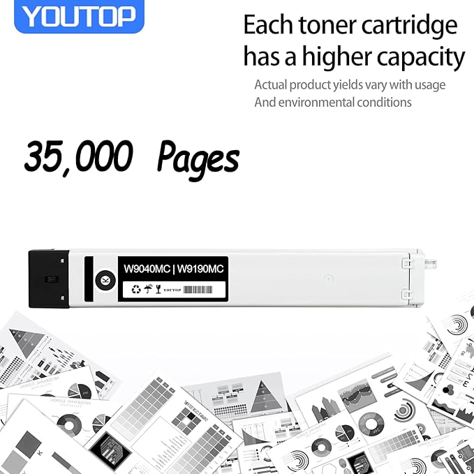1PK W9040MC W9190MC Black Toner Cartridge Compatible for Color MFP E77822dn E77822z E77825dn E77825z E77830dn E77830z