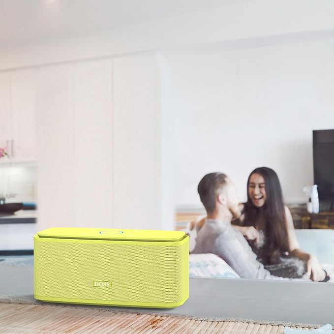 DOSS SoundBox Touch Wireless Bluetooth Speaker with 12W HD Sound and Bass, IPX5 Water-Resistant, 20H Playtime, Handsfree, Portable for Office, Home, Outdoor, Travel-Yellow