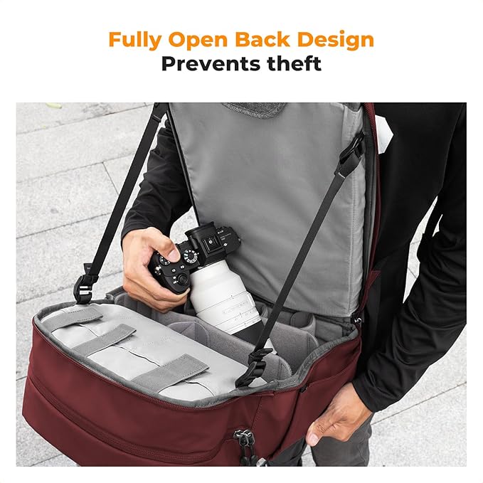 K&F CONCEPT Camera Backpack, Camera Bags for Photographers Large Capacity Camera Case with Raincover,15-15.6 Inch Laptop Compartment