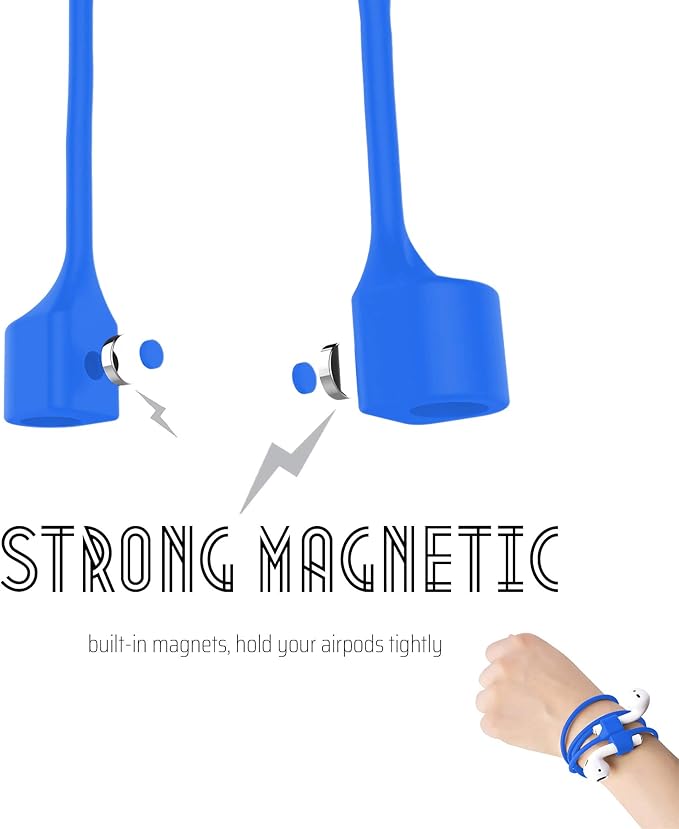 Ultra Strong Magnetic Airpod Pro Strap Anti-Lost Cord Sports Lanyard Compatible with Airpods 3rd 2nd Generation Pro 3 2 1 (3 Blue)