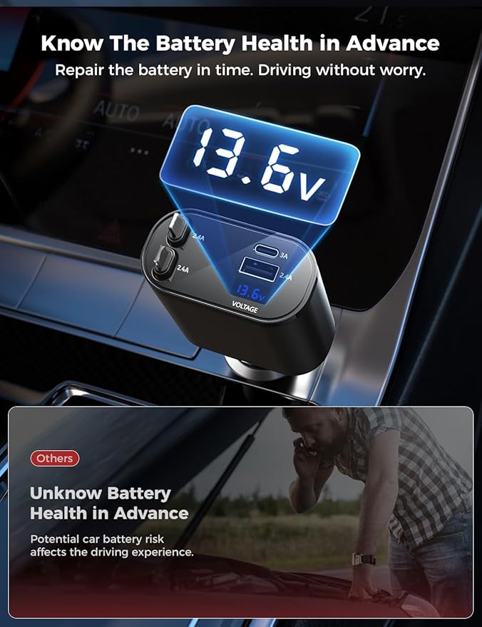 SUPERONE 4-in-1 Car Charger with Retractable Apple Cords, USB C Charger Car Adapter Compatible with iPhone 17/16/15/14/13/12/11 Pro Max Samsung Android Phones