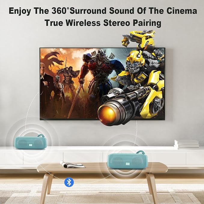 Bluetooth Speakers, Portable Bluetooth Speaker Wireless with 20W Loud Stereo Sound, TWS Pairing, IPX6 Waterproof Shower Speakers, 36H Playtime, RGB Light Speaker, Built-in Radio Mode