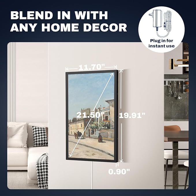 21.5 Inch Large Digital Picture Frame, 1920x1080 FHD IPS WiFi Electronic Photo Frame with Remote Control, 32GB Storage, Wall-Mountable, Instantly Share Photo/Video via Apps, Email, Black