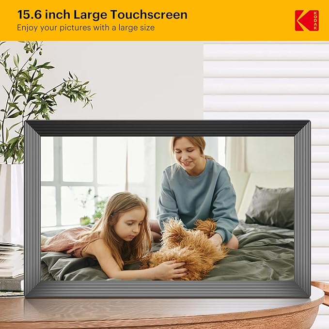 KODAK Digital Picture Frame, 32GB 15.6 Inch WiFi Digital Photo Frame 1920x1080 HD IPS Touch Screen, Auto-Rotate, Share Photos and Videos via KODAK App, Farther's Day for Man