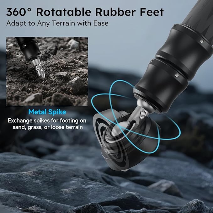 SIRUI SVS60 Carbon Fiber Travel Tripod, 64.6" Compact Camera Tripod, Rapid One-Step Height Adjustment, Modular Design Convertible to Monopod, Max Load 8kg/17.6lbs