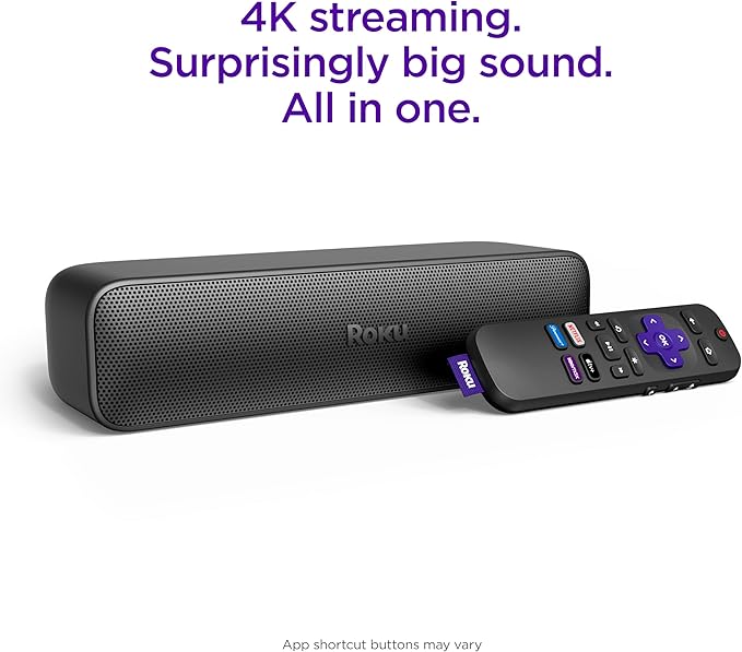 Roku Streambar SE | 2-in-1 TV Soundbar with Built-in 4K/HD/HDR Streaming, Premium Speakers, & Enhanced Speech Clarity for Crisp, Clear Dialogue - Quick Guided Simple Setup