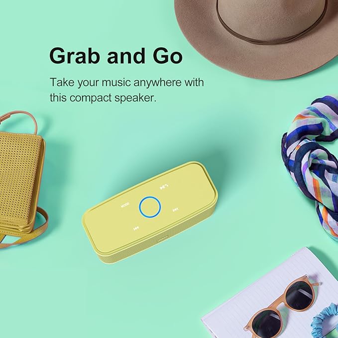 DOSS SoundBox Touch Wireless Bluetooth Speaker with 12W HD Sound and Bass, IPX5 Water-Resistant, 20H Playtime, Handsfree, Portable for Office, Home, Outdoor, Travel-Yellow