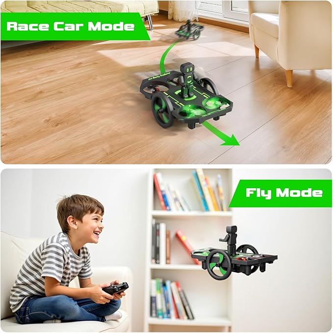 Drones for Kids 8-12 Mini Small Nano Indoor RC Quadcopter Toy for Age 10-15 12-14 Boys, 2 in 1 Remote Control Jumping Flying Car with Race on Land Mode,Circle Fly,360 Flip,Altitude Hold,2 Batteries