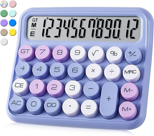 VEWINGL Mechanical Switch Calculator, 12 Digit Large LCD Display and Buttons, Great for Everyday Life and Basic Office Work, with Battery