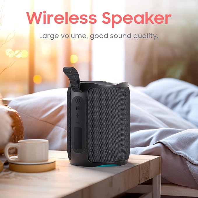 Bluetooth Speaker, Portable Wireless, IPX5 Waterproof Speaker, Bluetooth 5, RGB Color Lighting Loud Stereo Sound, Deep Bass, TWS Pairing, Suitable for Party, Home, Outdoor, Traveling