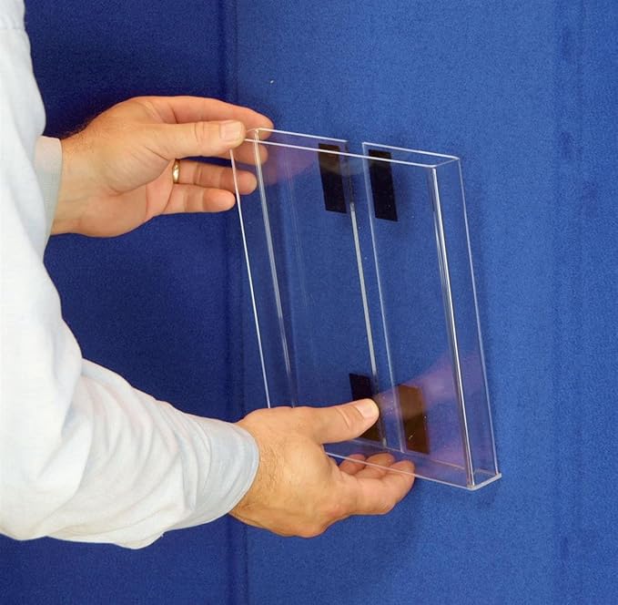 Tri Fold 3-Panel Display Board, 72 x 36, with Blue Hook & Loop-Receptive Fabric and Write-on Whiteboard