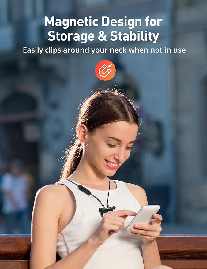 Bluetooth 5.2 Wireless Earbuds with aptX, Magnetic Neckband, IPX7 Waterproof, Built-in Mic, 16H Playtime, Lightweight Sport Earphones