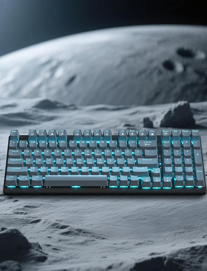 Mechanical Gaming Keyboard and Mouse, LED Backlit 98-Key Floating Keycap & 4 DPI RGB Gaming Mouse with Mouse Pad, Full Anti-Ghost Light Up Wired Computer Keyboards for MAC PC Gamer Accessories, Gray