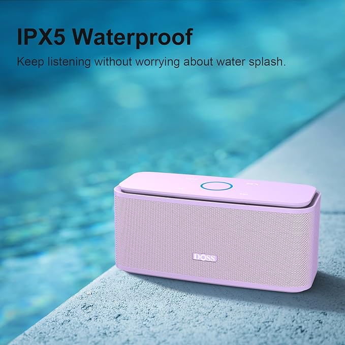 DOSS SoundBox Touch Wireless Bluetooth Speaker with 12W HD Sound and Bass, IPX5 Water-Resistant, 20H Playtime, Handsfree, Portable for Office, Home, Outdoor, Travel-Purple