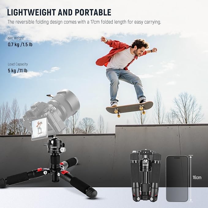 NEEWER Portable Desktop Mini Tripod Aluminum Alloy 20''/ 50cm Desk Tripod with 360 Degree Ball Head, 1/4 inch Quick Shoe Plate for DSLR Camera Video Camcorder, Load up to 11 pounds/5 kilograms