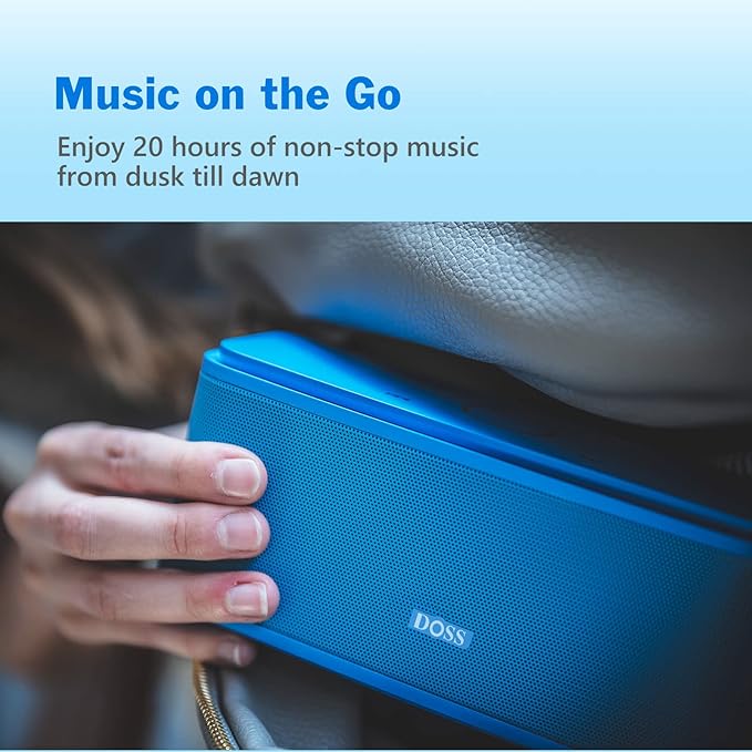 DOSS SoundBox Touch Wireless Bluetooth Speaker with 12W HD Sound and Bass, IPX5 Water-Resistant, 20H Playtime, Handsfree, Portable for Office, Home, Outdoor, Travel-Blue