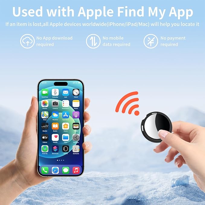 Tracker Tags 4 Pack [Apple MFi Certified] Pair with Apple Find My(iOS Only) Smart Bluetooth Tracking Tags Key Finder Item Locator Waterproof Worldwide Tracker for Pets Wallet Backpack Dogs Luggage