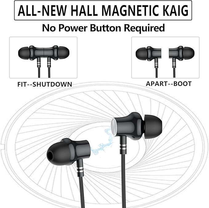 Wireless Earbuds Neckband，V5.2 with Microphone, 35 Hours Playtime, in-Ear Neckband Bluetooth Earbuds，IPX7 sweatproof deep bass is Used for Music Phone Sports. (Black)