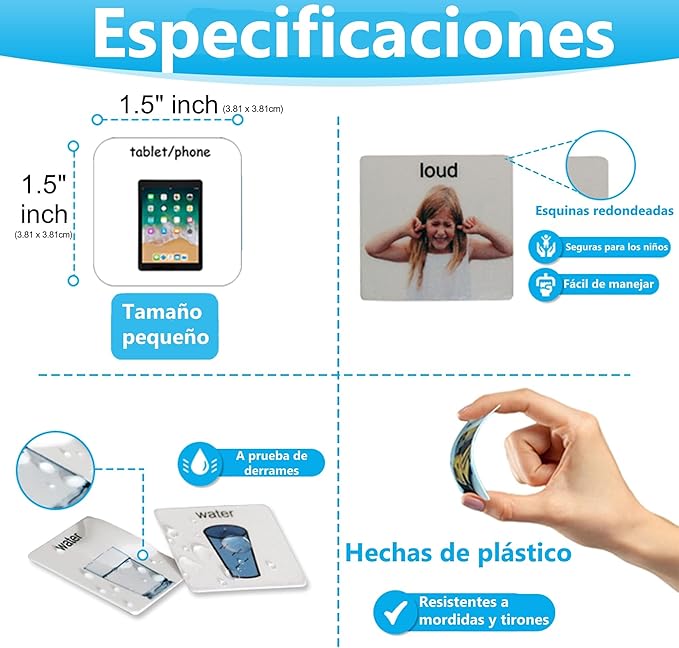 Visual Communication Book,162 ASD Photo Picture Cards: Autism Language Vocabulary, Speech Articulation Therapy, ADHD & Aprexia Learning (Spanish Laminate Real Photo Book, Small)