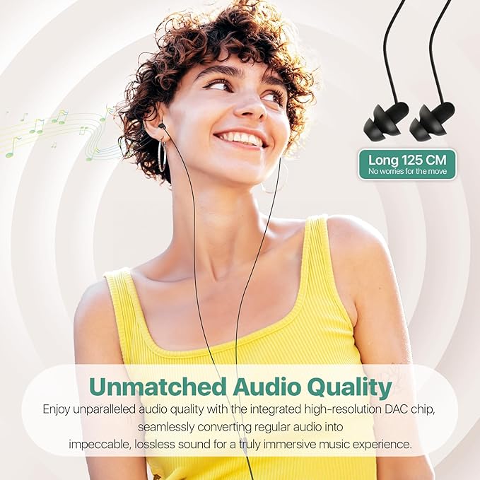 Hearprotek Sleep Earbuds, USB C Earphones Headphones with Microphone-Silicone Noise Isolation Type C Earbuds Sleep Buds for Android Phone, Ideal for Sleeping, snoring, Relaxation, Air Travel (Black)