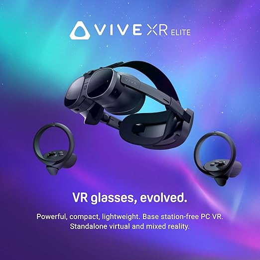 HTC Vive XR Elite with Deluxe Pack — Mixed Reality and PC VR Headset + Controllers