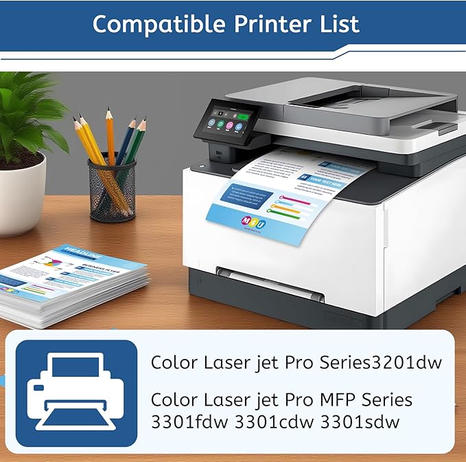 218A Toner Cartridges 4 Pack(with chip) Comaptible with 218A W2180A 218X W2180X, Works with Color Pro 3201 MFP 3301 Series 3201dw MFP 3301cdw 3301fdw 3301sdw(Black Cyan Yellow Magenta)