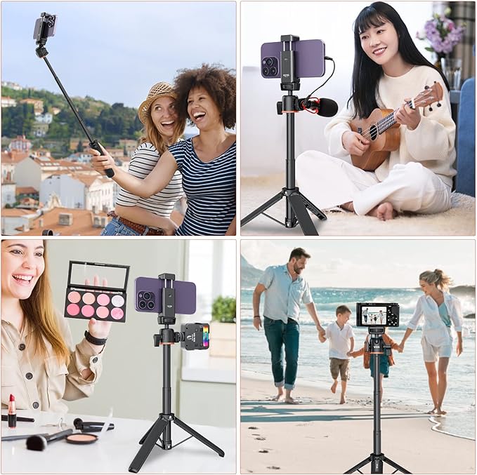 VRIG 21.6" Extension Pole Tripod, Mini Selfie Stick Tripod Stand Handle Grip for DJI Osmo Pocket 3,Insta 360 X5 Webcam Canon G7X Mark III Sony ZV-1 RX100 VII A6400 A6600 Cameras Vlogging