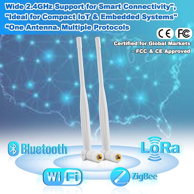 WiFi Security Camera Replacement Antenna Kit 4PCS, 2 x 2.4GHz 3dBi RP-SMA Male Foldable Antenna + 2 x 17CM/6.7" U.FL/IPEX to RP-SMA Female Extension for Reolink Eco Birdfy Wireless Camera, Kaunosta