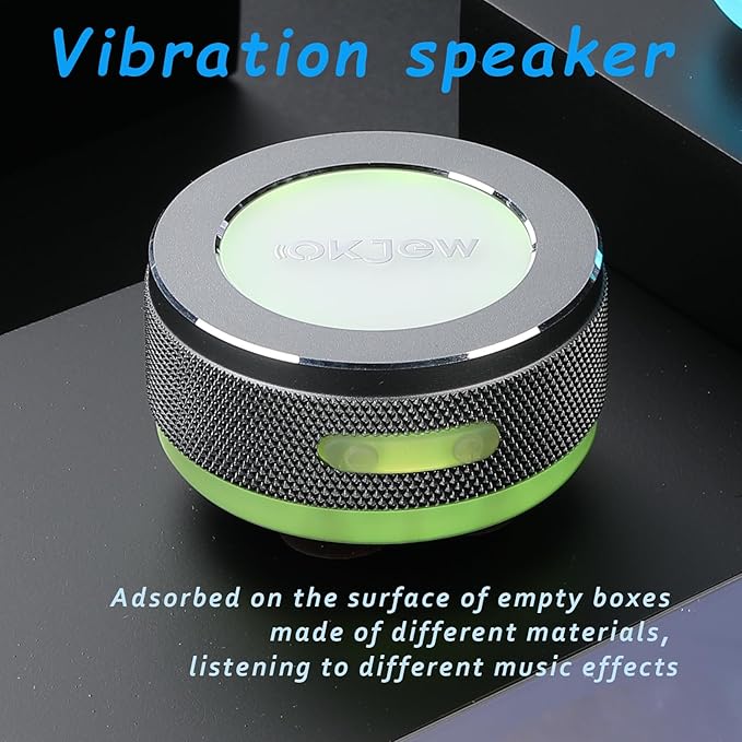 Bone Conduction Speaker Bluetooth Vibrating Speakers with Colorful LED Lights Portable Surface-Adsorption Speakers for Unique Sound Effects Ideal for Home, Outdoor and Party Use (Blue)