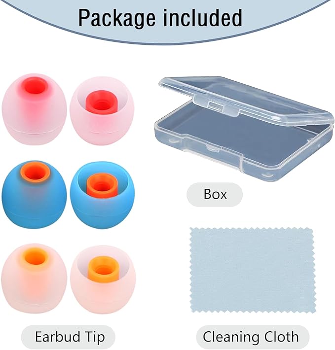 Silicone Replacement Earbud Tips Earbud Covers Ear Tips Fit for in-Ear Headphones (Inner Hole 3.8mm -5.1mm) Earbud Replacement Tips 9 Pairs