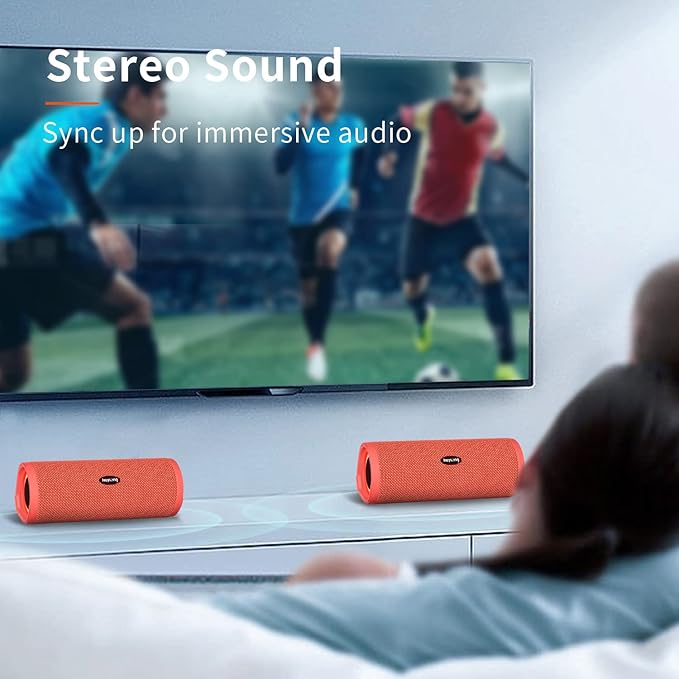 HEYSONG Portable Bluetooth Speaker, Waterproof Wireless Shower Speakers with Good Bass, IPX7 Floating, 5000mAh, TF Card, Loud Sound for Beach, Pool, Kayak Accessories, Gifts for Women-Papaver red