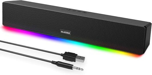 Computer Speakers, 24W Bluetooth Computer Soundbar, 3.5mm Aux-in Computer Speakers for Desktop Monitor, Computer Sound Bar with Deep Impactful Bass, Gaming Speakers for PC,Laptop,Tablet