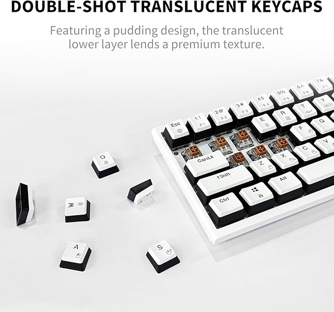 Hexgears X1 Pro Wireless Mechanica Keyboard, Hot-swappable Tactile Switch Gaming Keyboard Bluetooth/2.4G/USB-C Mini Compact with Wrist Rest - White