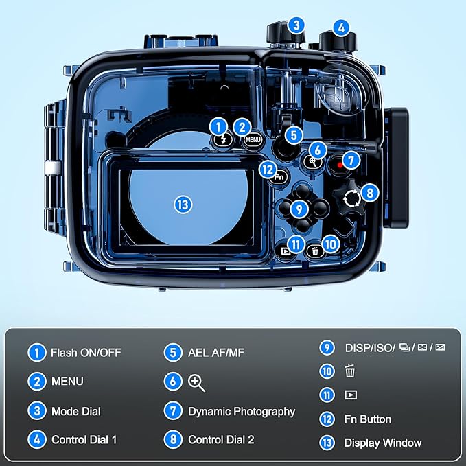 Sea frogs Waterproof Camera Housing Compatible with Sony A6000/A6300/A6500 IPX8 60m/196ft Maximum Diving Depth Underwater Camera Case for Diving, Surfing, Rowing, Skiing