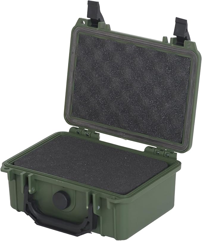 MEIJIA IP67 waterproof hard compact case,Customizable Fit Foam,8.12”x6.56”x 3.56”,Fit Use of Drones, Cameras,Equipments,lens (Green)
