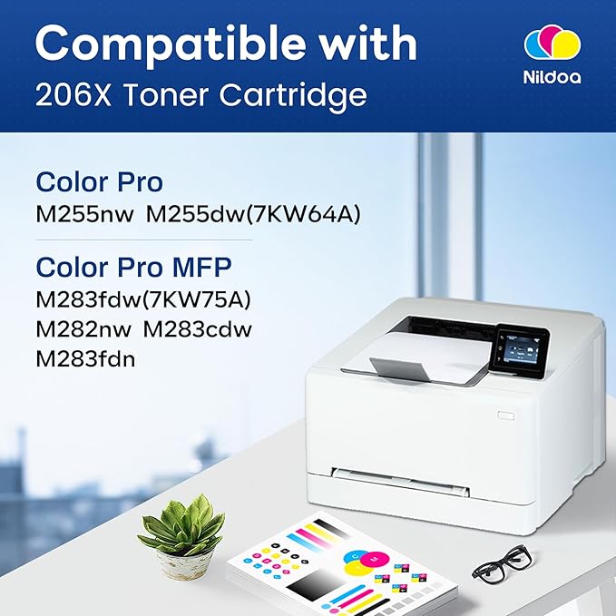 206X Toner Cartridges 4 Pack High Yield Set Replacement for HP 206X Black Cyan Yellow Magenta Color Pro M255dw M255nw; MFP M282nw M283cdw M283fdn M283fdw Ink Cartridges with Chip