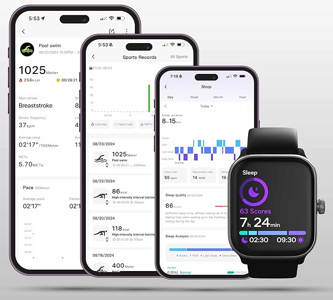 Spade & Co Health Smartwatch 4 - Smartwatch for Men & Women, Heart Rate, Sleep & SpO2 Monitor, Pedometer, Fitness Tracker, Answer/Make Calls IP68 Waterproof iOS & Android Compatible