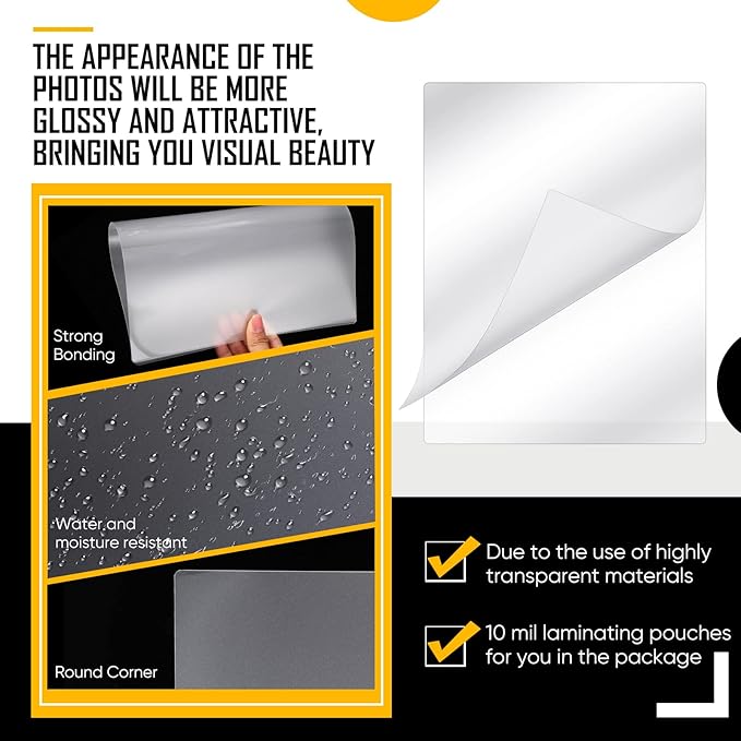 Sherr 200 Pack 10 Mil Laminating Pouches Thermal Laminating Sheets Letter Size 9 x 11.5 Inch Clear Plastic Paper Hot Glossy Sheets Office Supplies