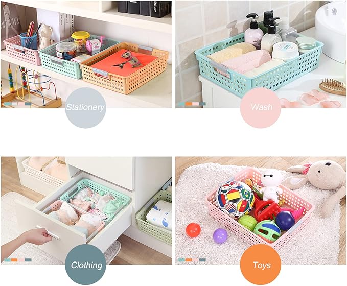 Turn in Trays Classroom, 4Pcs Paper Trays for Classroom, Book Baskets for Library, Drawers, Office, Home (New Blue)