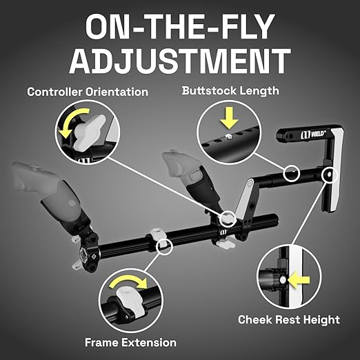 WIELD VR Gun Stock for Quest 3 | 2 | 3S | Pro – Must-Have Adjustable Folding Stock with Tactical Sling – Designed for FPS Accuracy, Stability & Immersion – VR Accessory for Shooting Games – OneStock