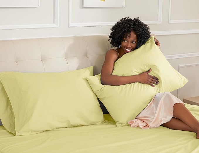 Sunflower King Pillowcases Set of 2, 100% Cotton King Size Pillow Cases 2, 20×40 inches Honeyed Straw, Soft and Breathable