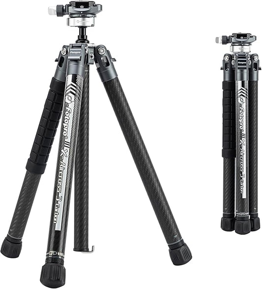 Fotopro Carbon Fiber Tripod 1.7lbs Ultralight 62 Inch Portable Compact Travel Tripod for Camera DSLR Load up to 22lbs X-Aircross 3 Lite Grey