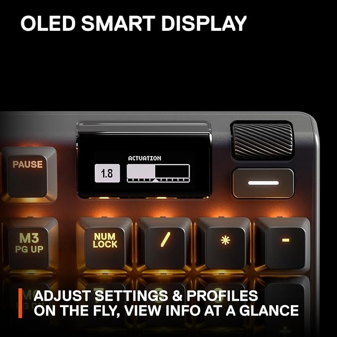 SteelSeries Apex Pro HyperMagnetic Gaming Keyboard — Adjustable Actuation — OLED Screen — RGB – USB Passthrough