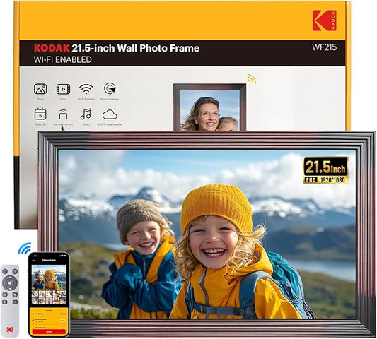 KODAK 21.5" Smart Digital Picture Frame with 32GB+2GB RAM - Auto-Rotating 1920 * 1080 FHD IPS Screen, Remote Control, WiFi/SD Card/App Connectivity for Home, Office & Cafe